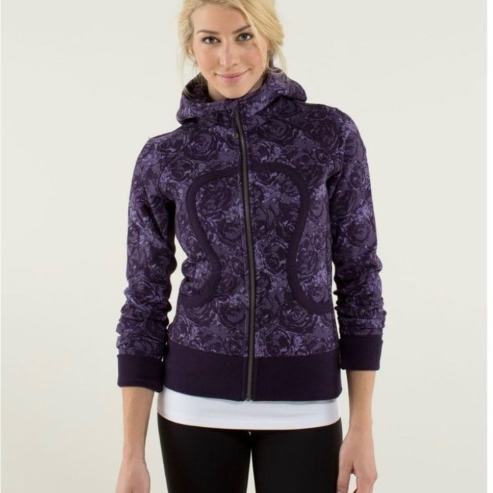 Lululemon Scuba Hoodie Stretch Lined Hood Rose Herringbone Deep Zinfandel | Sz 6